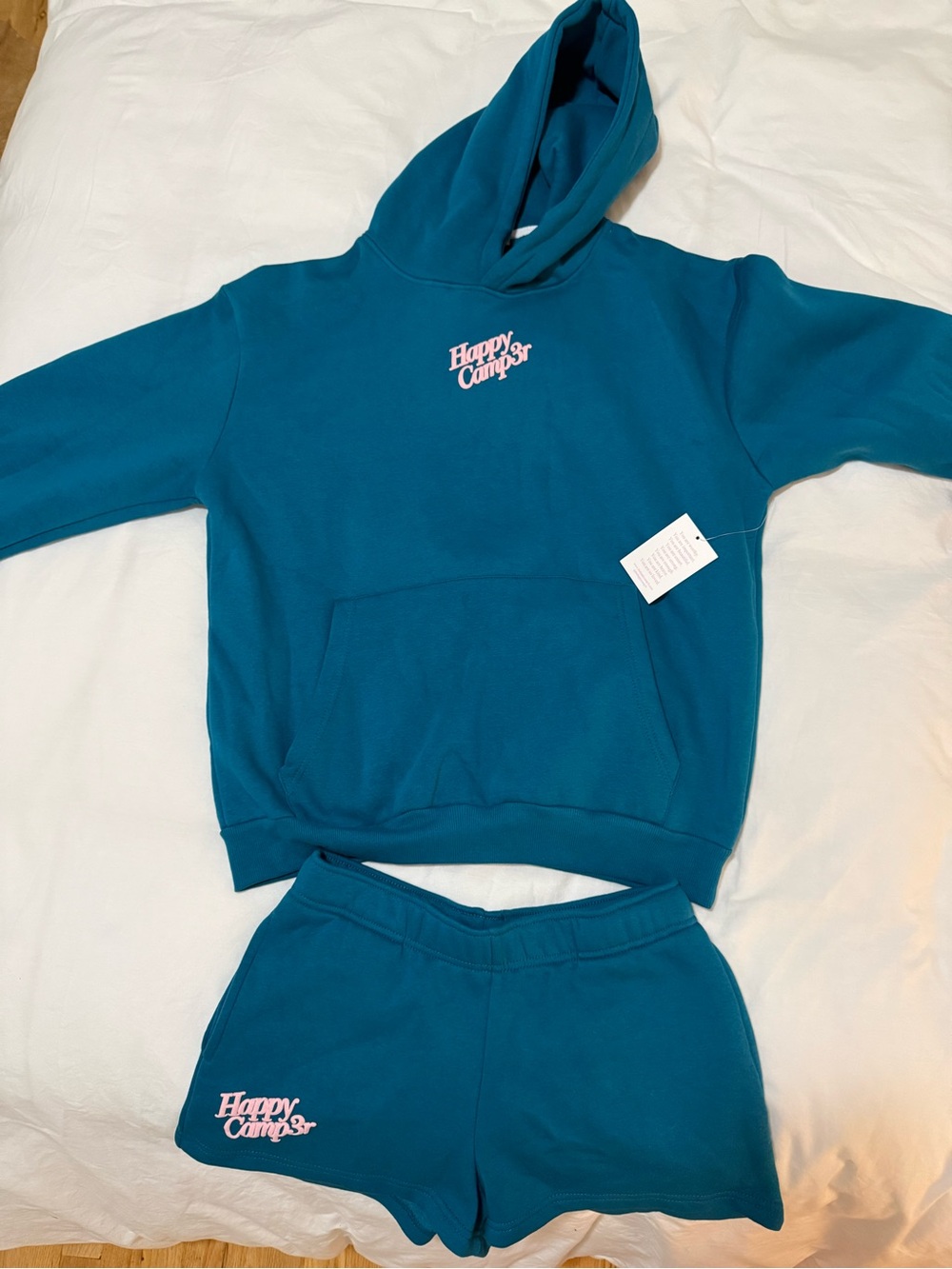 Happy Camper Women's Teal Hoodie & Shorts Set